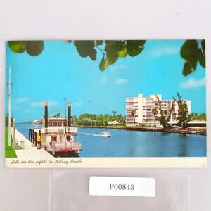 Paddle Wheel Boat Delray Beach Florida 1960s Postcard FL PC 1968 Sightseeing